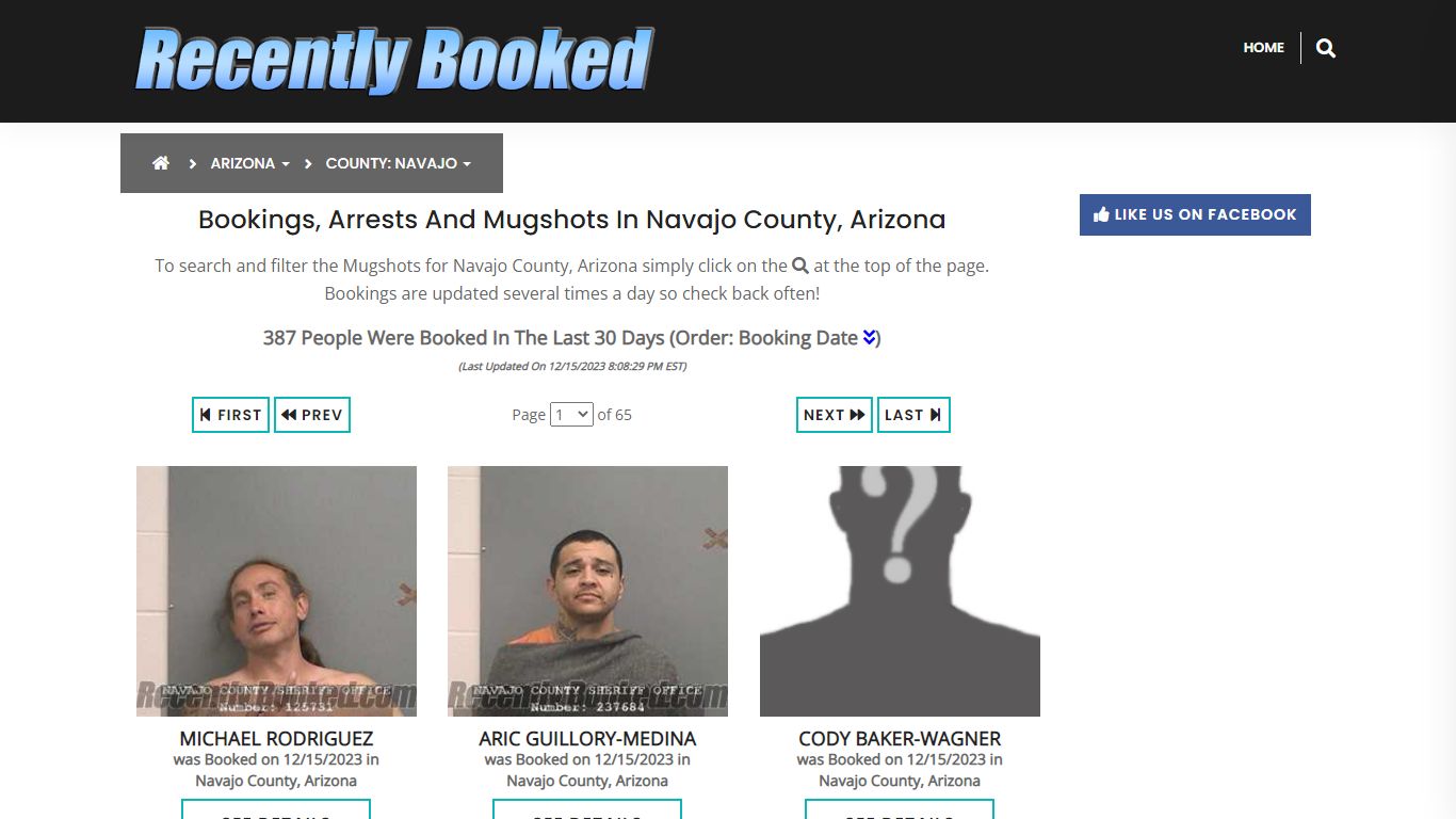 Recent bookings, Arrests, Mugshots in Navajo County, Arizona